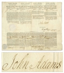 John Adams 4-Language Ships Papers Signed as President During the French-American Naval Quasi-War
